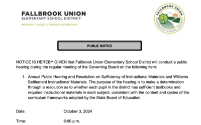 Public Notice: Sufficiency of Instructional Materials and Williams Settlement Instructional Materials